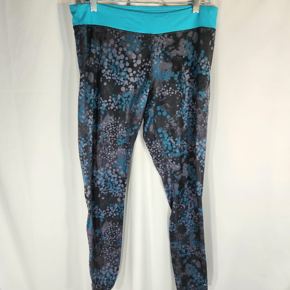 Champion Duo Dry Black & Turquoise Athletic Leggings Size XLarge